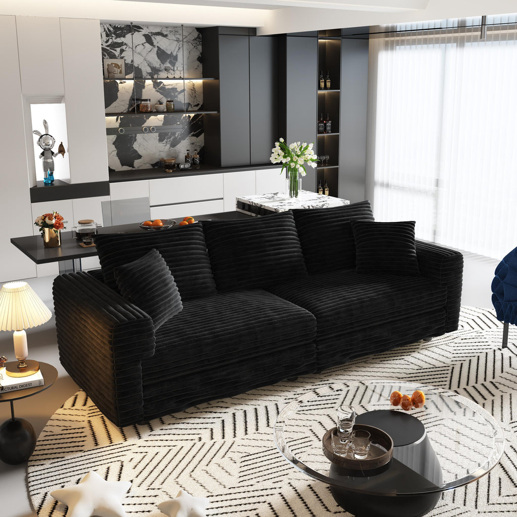 Plush Corduroy 3-Seat Sofa
