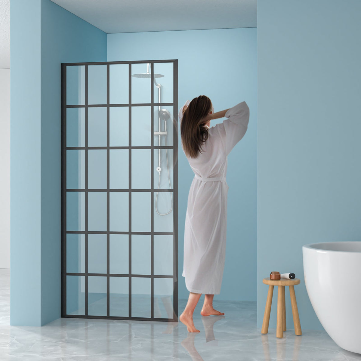 Frameless Fixed Shower Door 34" W x 72" H