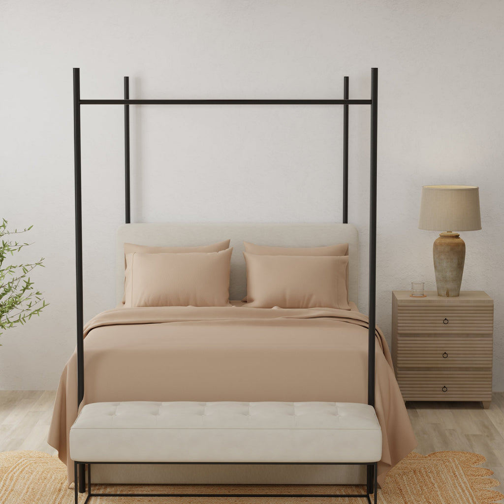 Omne Sleep 4-Piece Khaki Brushed Microfiber California King Hypoallergenic Sheet Set
