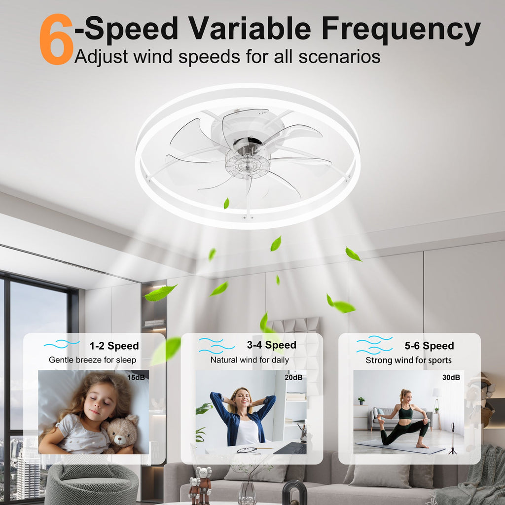 23.6 Inch Ceiling Fan with Light, Quiet DC Motor