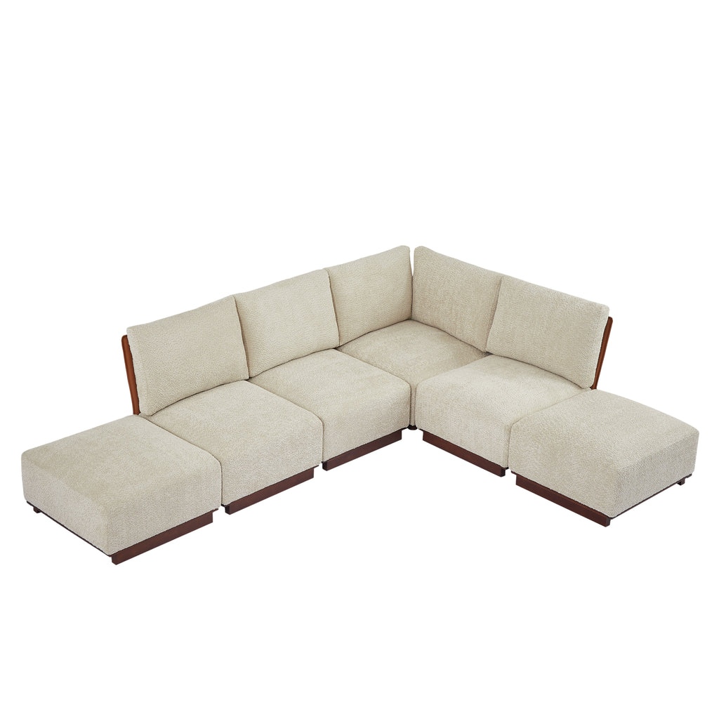 Velora 116 in. L Shaped Boucle Modular Sectional Sofa