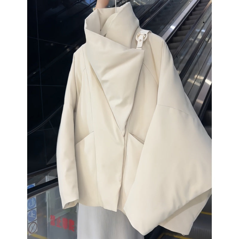 Womens Short, Large Lapel Cotton Coat Warm Outerwear