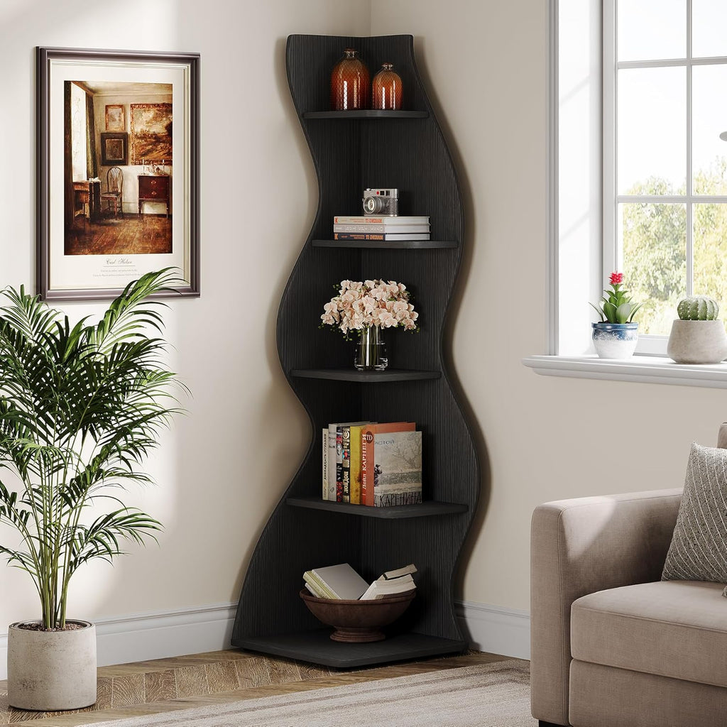 69.8" Height 5-Tier Wavy Bookshelf