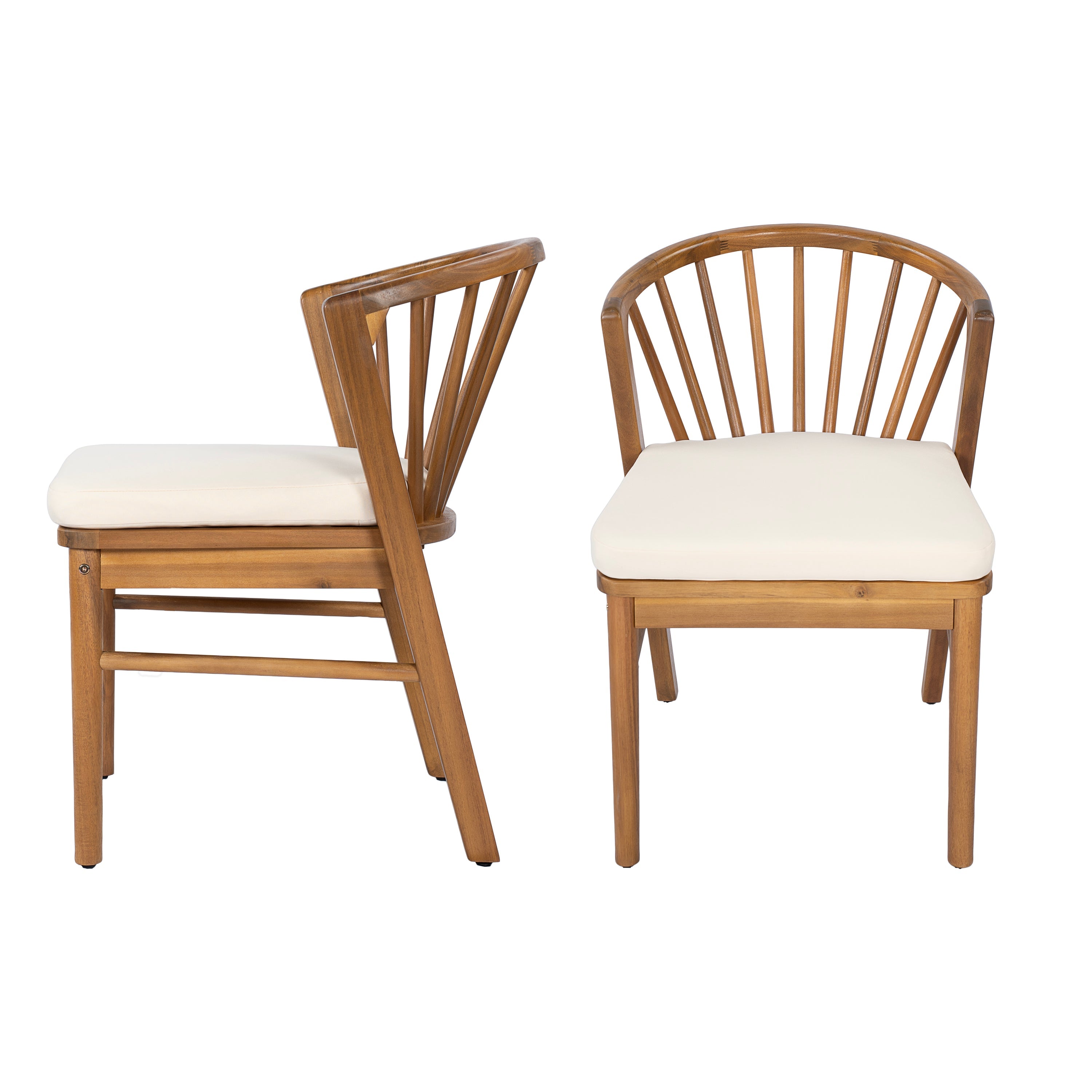 Outdoor Dining Chairs Set of 2 - Acacia Wood Patio Chairs