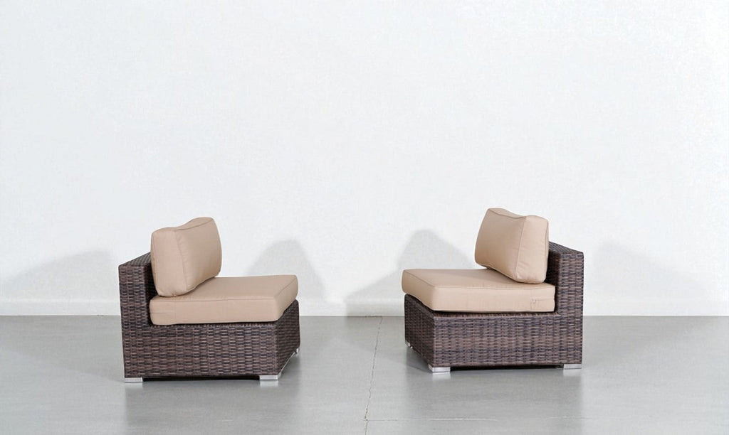 28" Wide Armless Outdoor Chairs with Cushions (Set of 2)