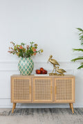 Natural Brown Media Center with Rattan Doors