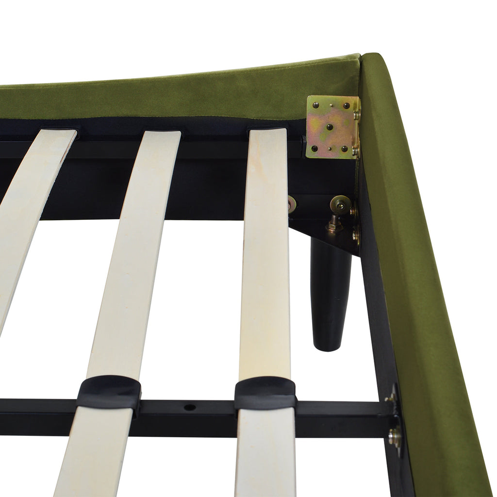 Aspen Vertical Tufted Headboard Platform Bed Set, King, Olive