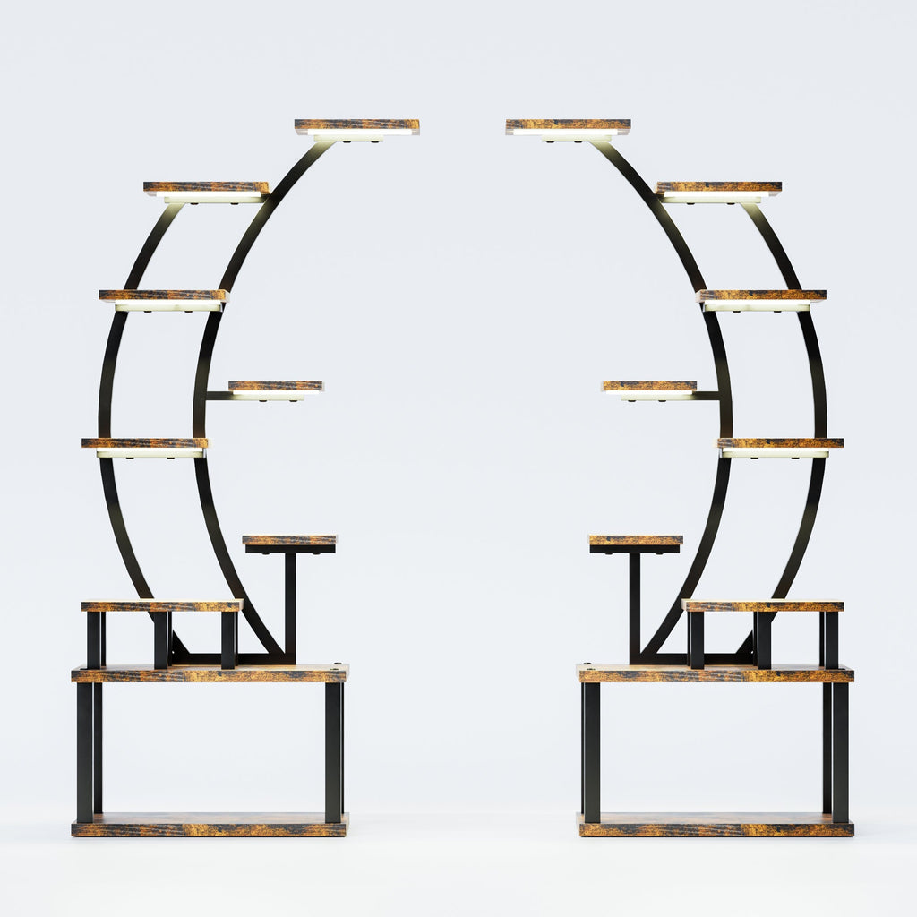 Indoor Plant Stand with Grow Lights - 63" Tall Metal Shelf