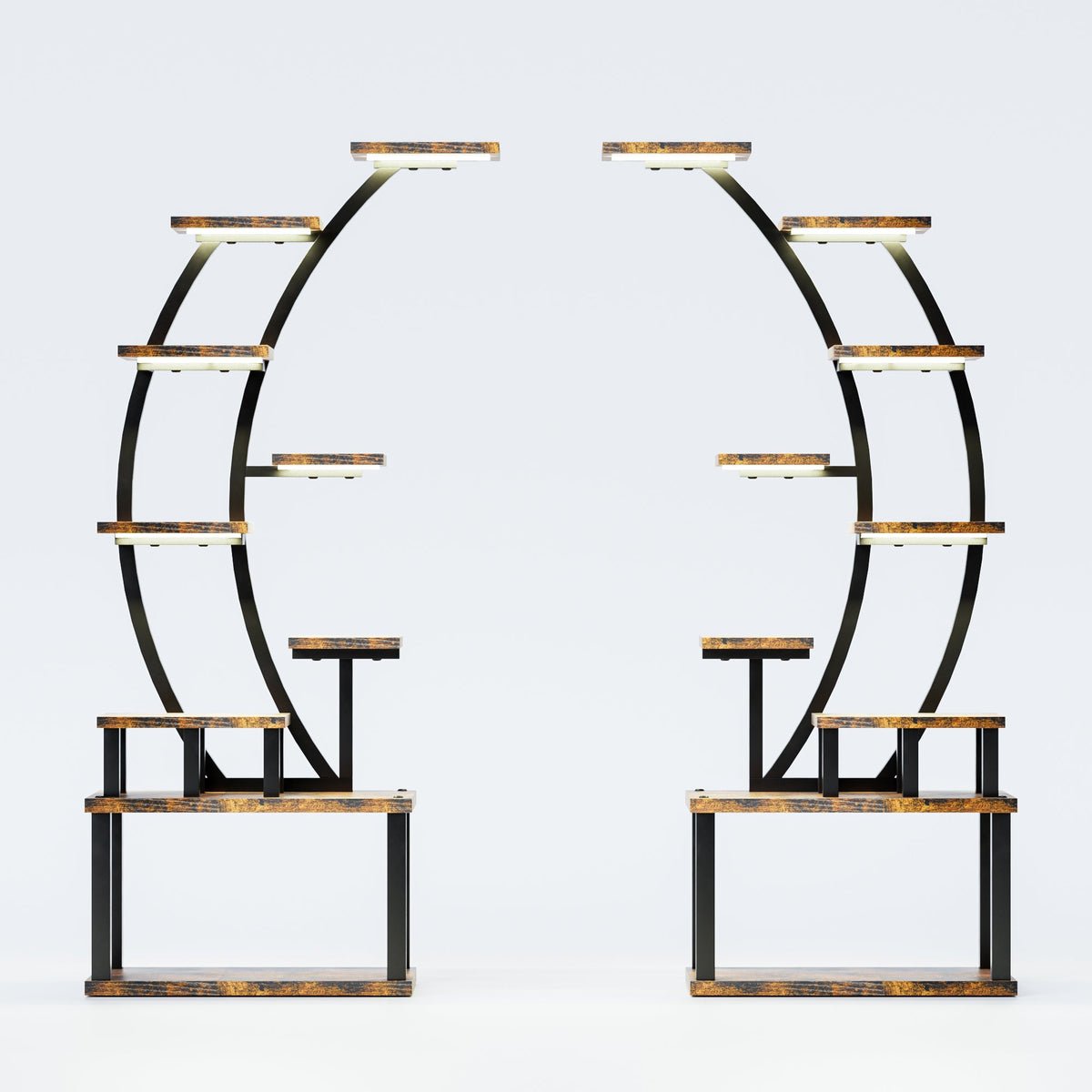 Indoor Plant Stand with Grow Lights - 63" Tall Metal Shelf