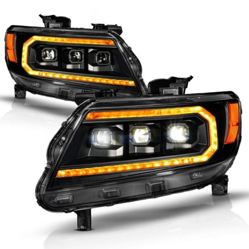 ANZO 15-22 Chevy Colorado Full LED Headlights w/ Initiation (Amber DRL) - Black 111641