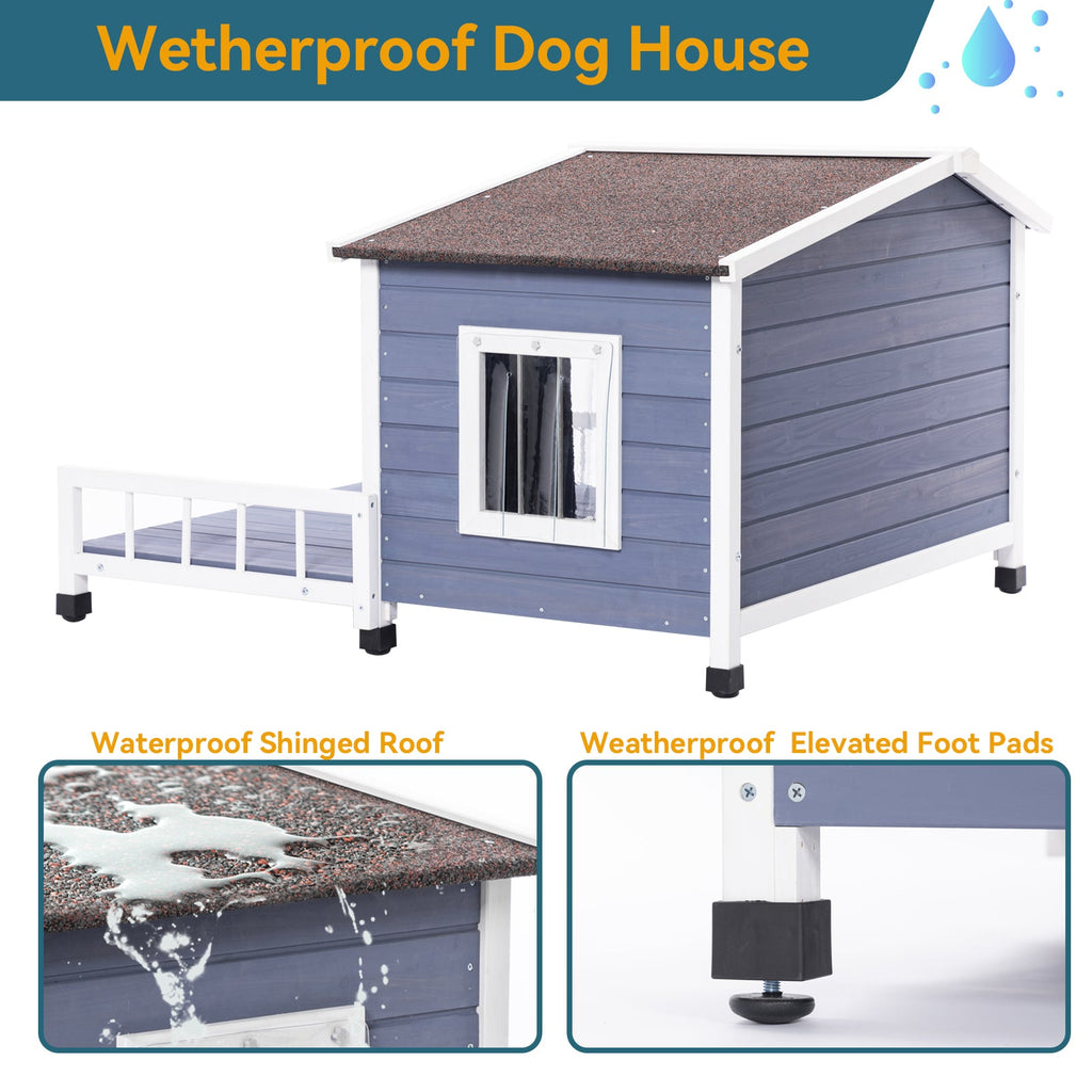 Large Wooden Dog House Indoor Outdoor with Terrace
