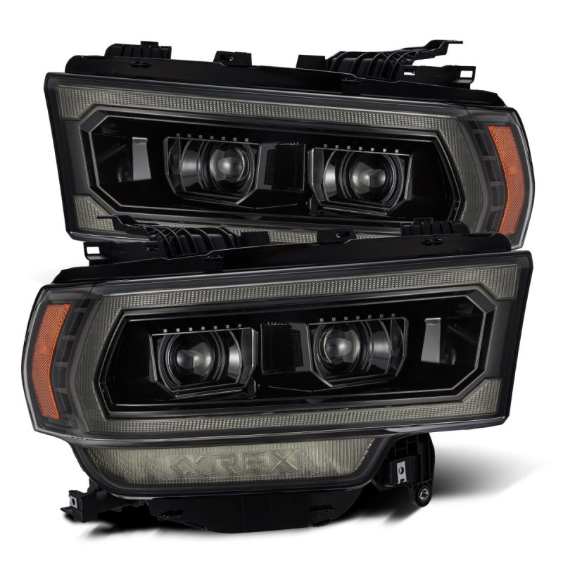 AlphaRex 19-21 Ram 2500 LUXX LED Proj Headlights Plank Style Alpha Blk w/Activ Light/Seq Signal/DRL 880549 *Discontinued