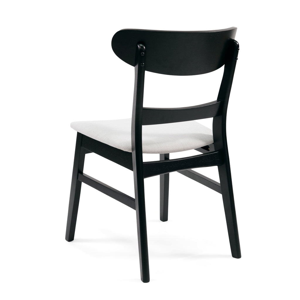 Set of 2 Dining Chairs - Upholstered Seat, Rubberwood Legs