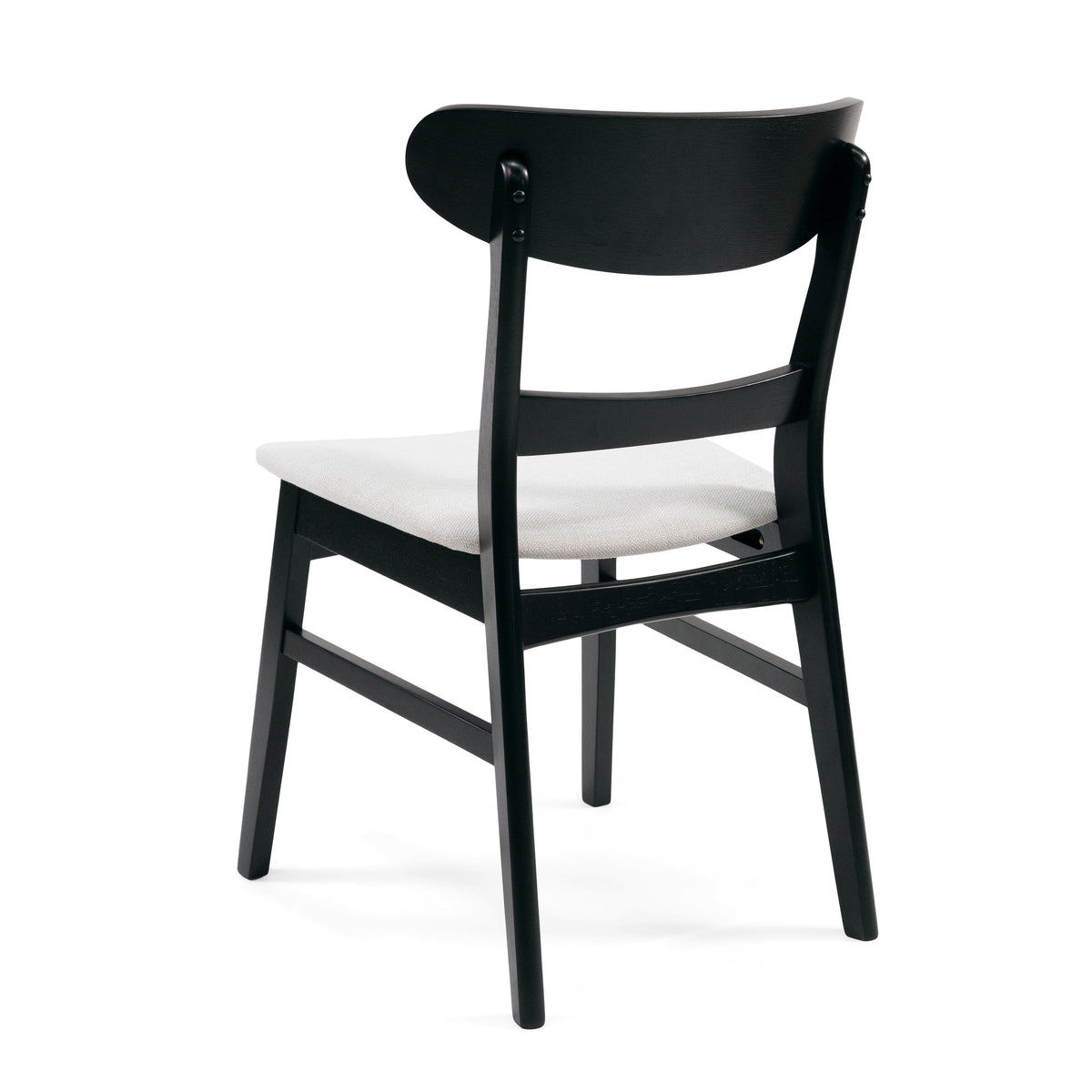 Set of 2 Dining Chairs - Upholstered Seat, Rubberwood Legs