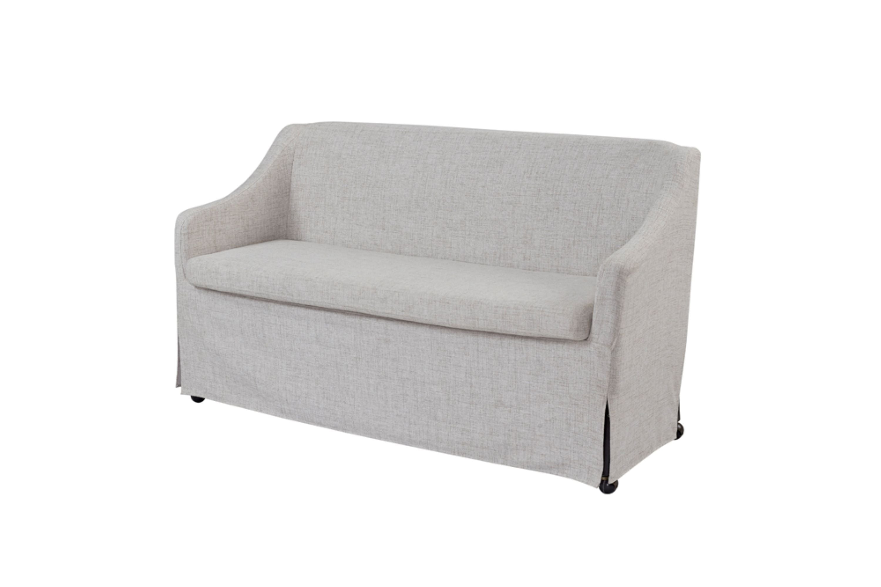 Slip Covered Settee with Casters