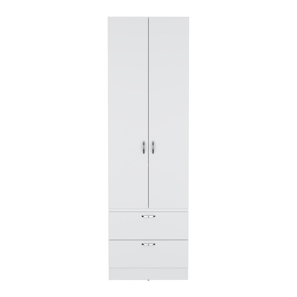 Armoire Wardrobe 76" H, Hanging Rod, 2 Drawers, 1 Shelf