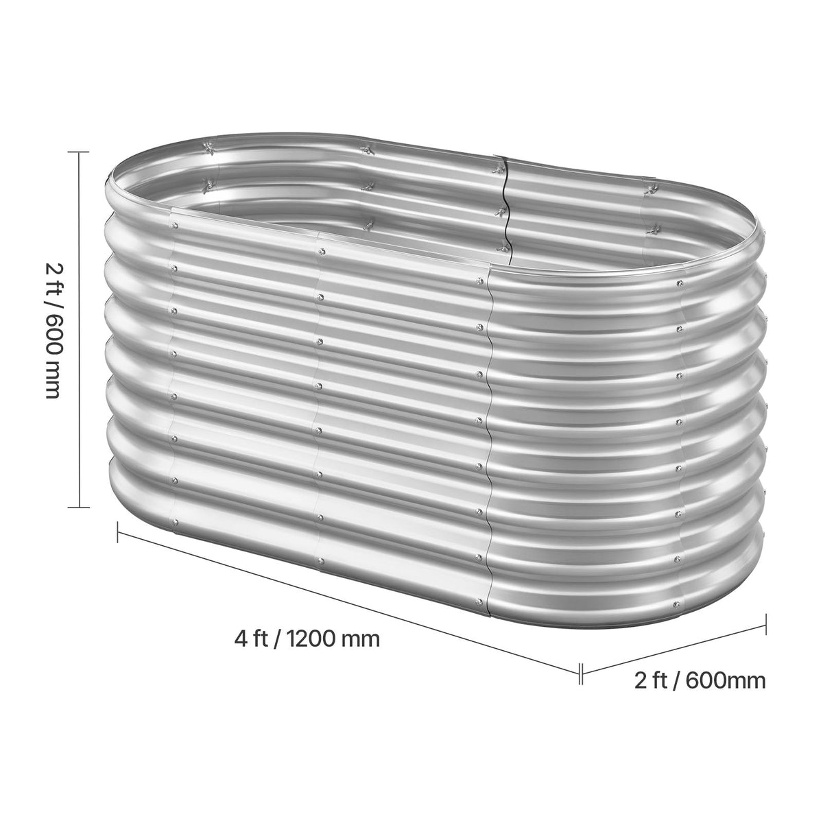 Metal Raised Garden Bed, 4 x 2 x 2 ft