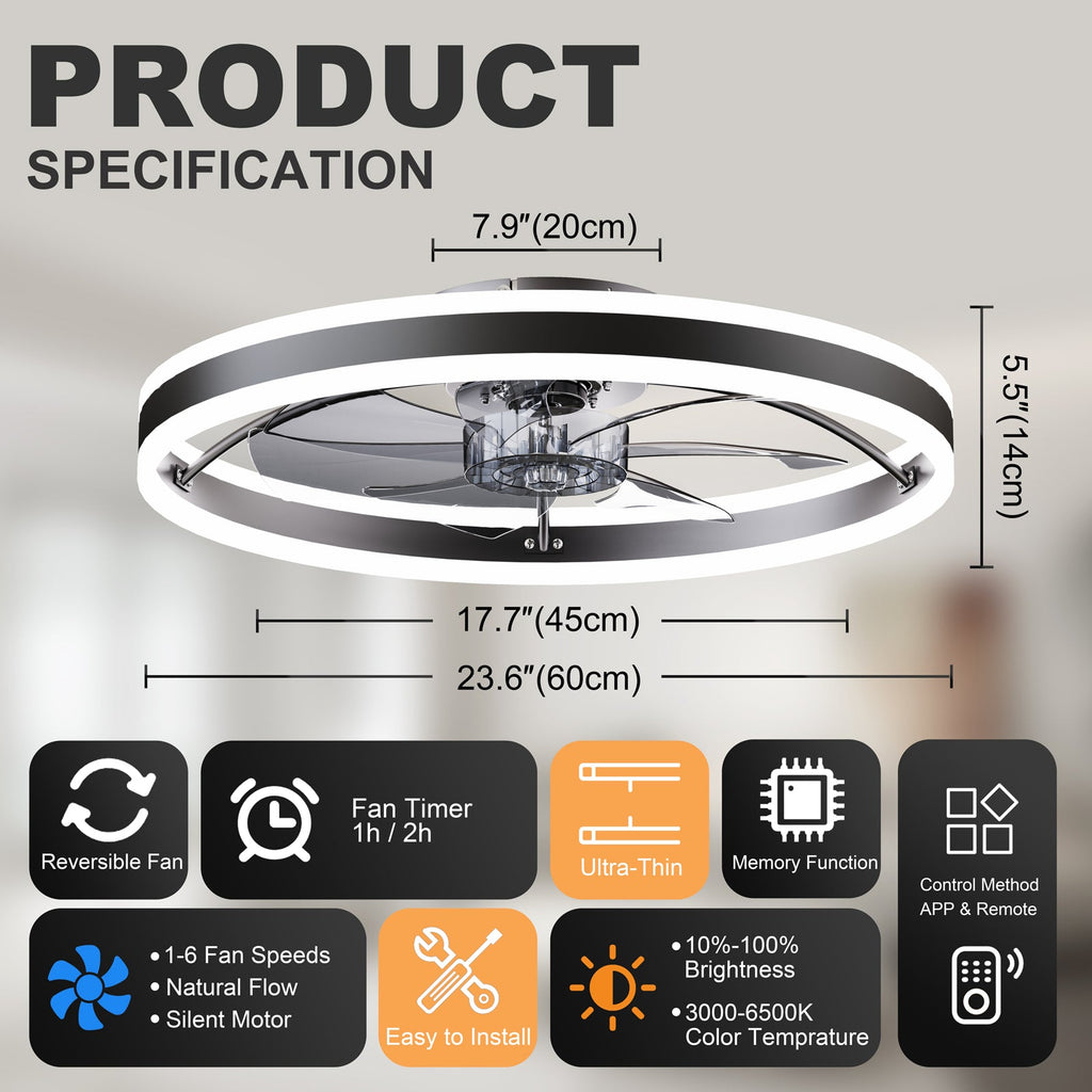 Smart Ceiling Fan with LED Light
