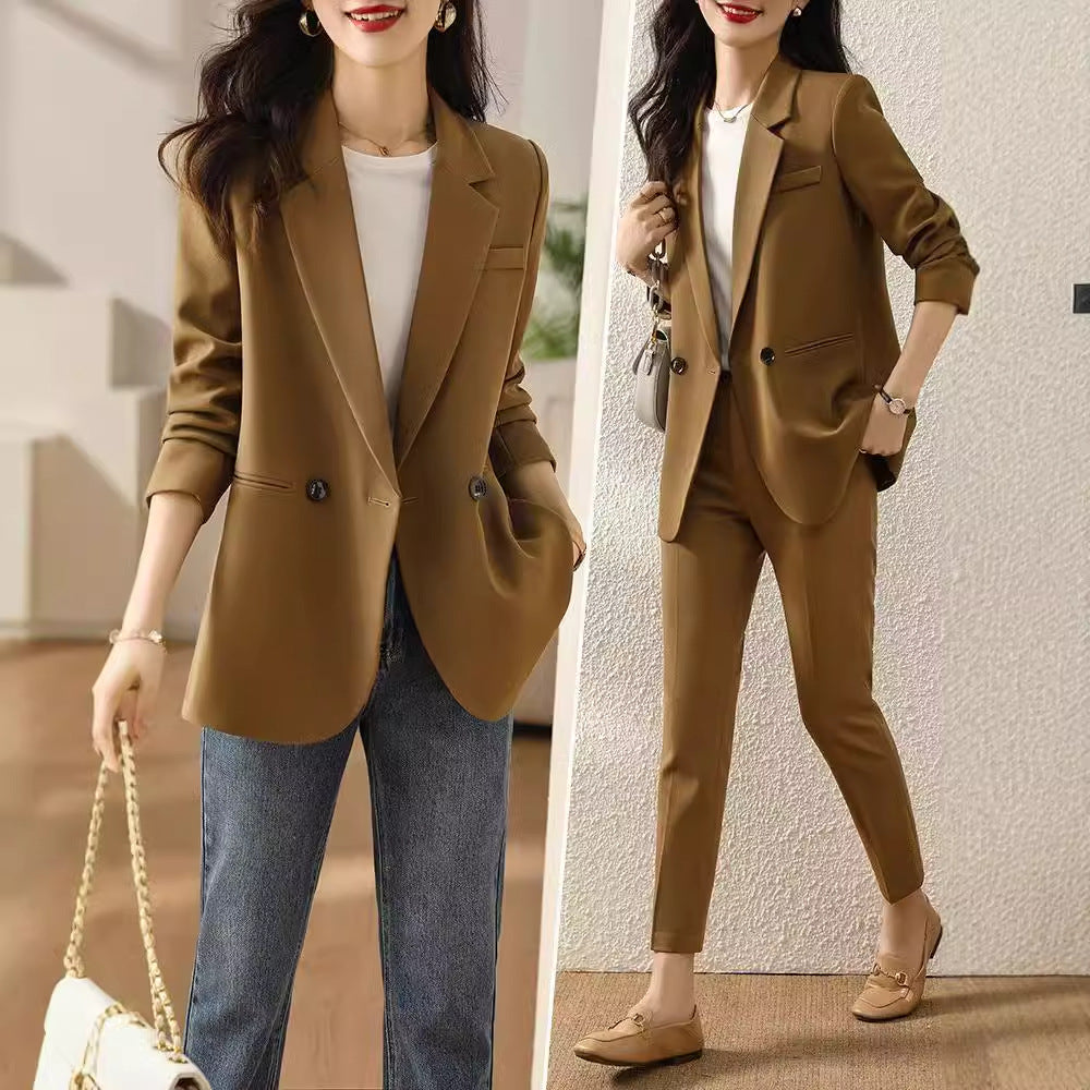 Womens Elegant Slit Blazer With Shoulder Pads