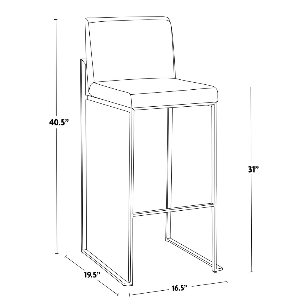30" Contemporary High Back Barstool Set