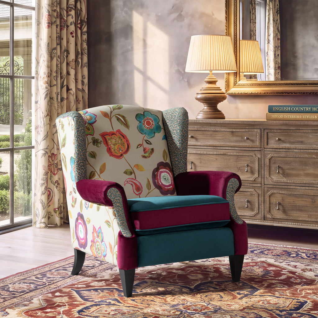Anya Boho Chic Wingback Accent Arm Chair