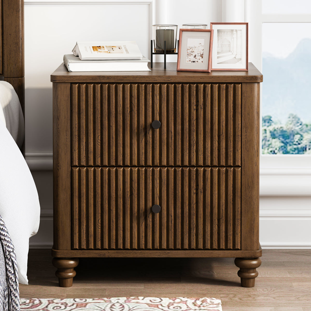Fluted Nightstand 2-Piece Set