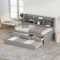 Twin Size Wooden Captain Bed with Built-in Bookshelves