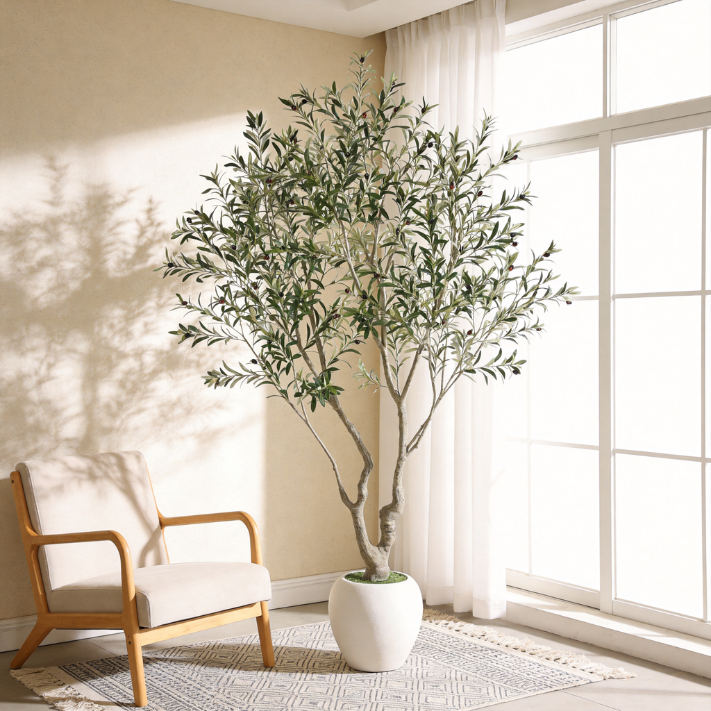 8FT Artificial Olive Tree With Decorative Planter
