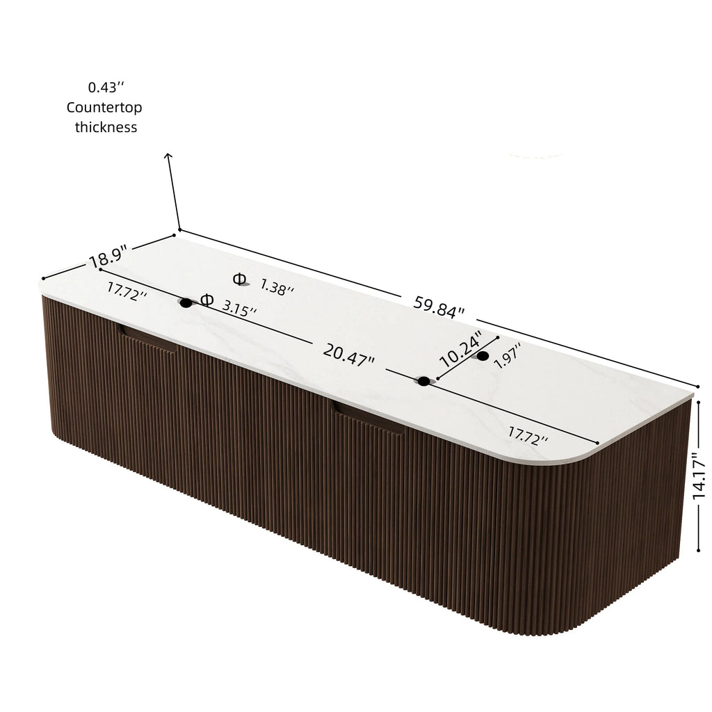 Dina 60'' Wall Mounted Plywood Cabinet with Carrara