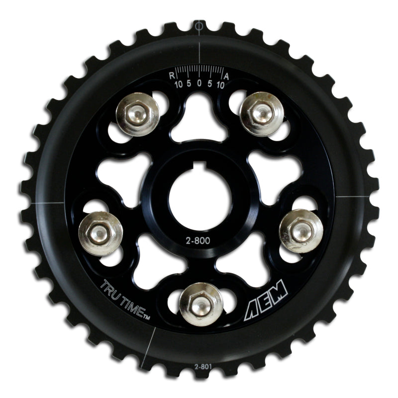 AEM Electronics Tru-Time Cam Gear Black 5-Bolt Honda D15B7 D16A6 & D16Z6