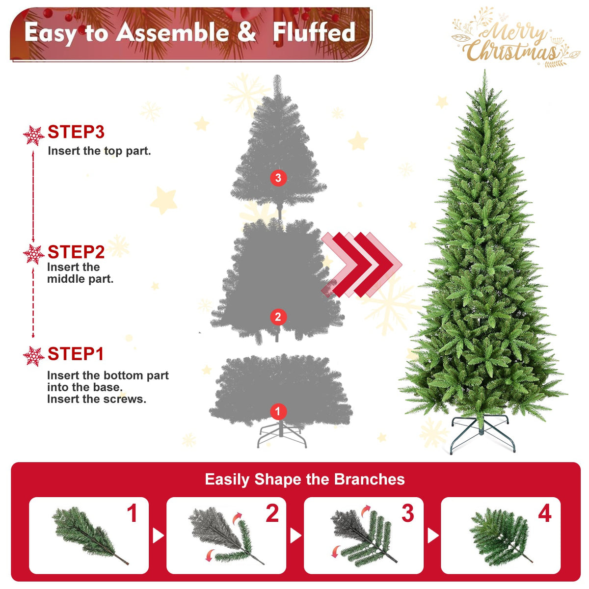 6FT Slim Christmas Tree – 850 Tips