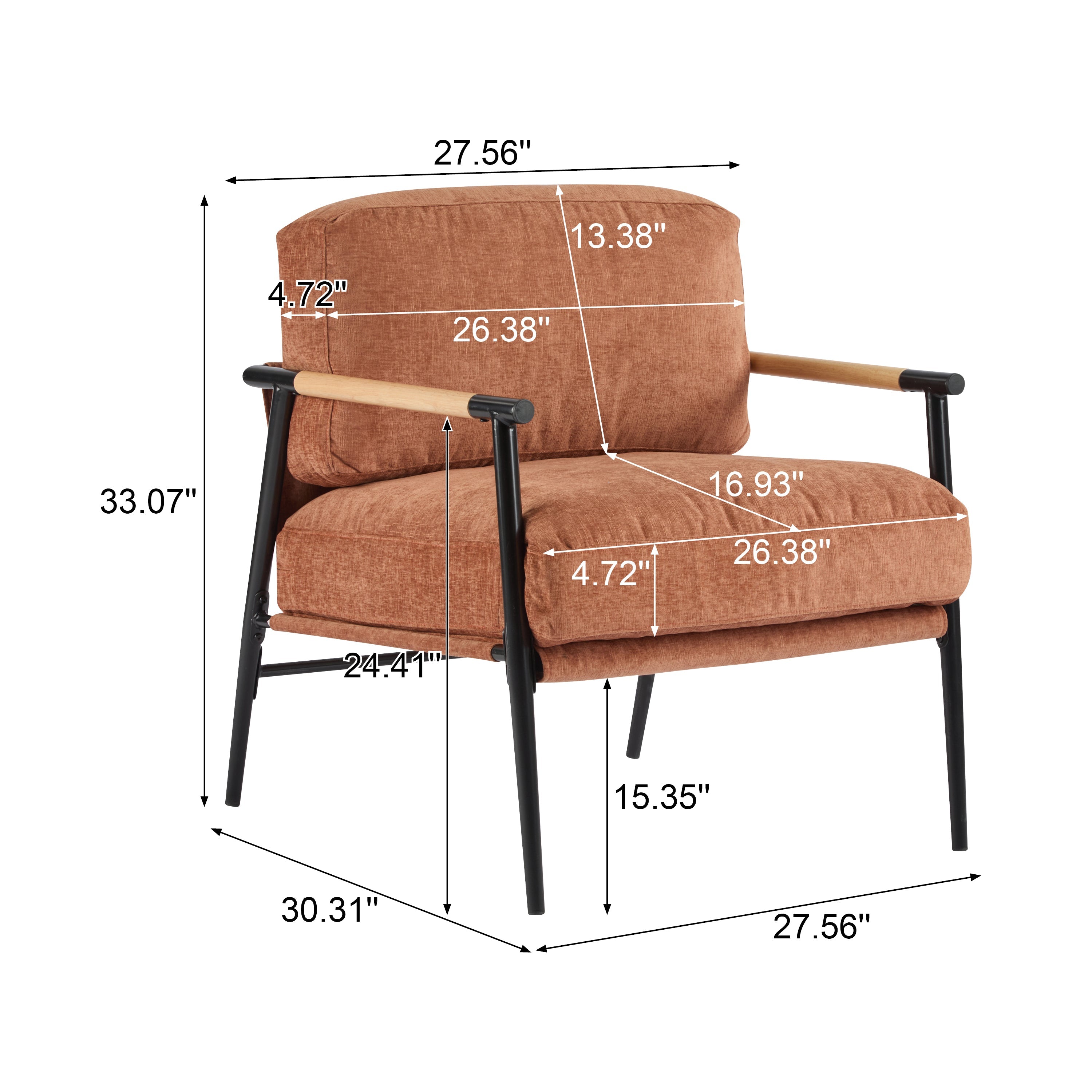 27.56" Modern Accent Chair with Plush Cushions