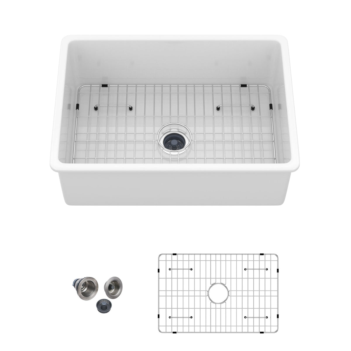 27"x19"x10" Undermount Single Bowl Fireclay Kitchen Sink