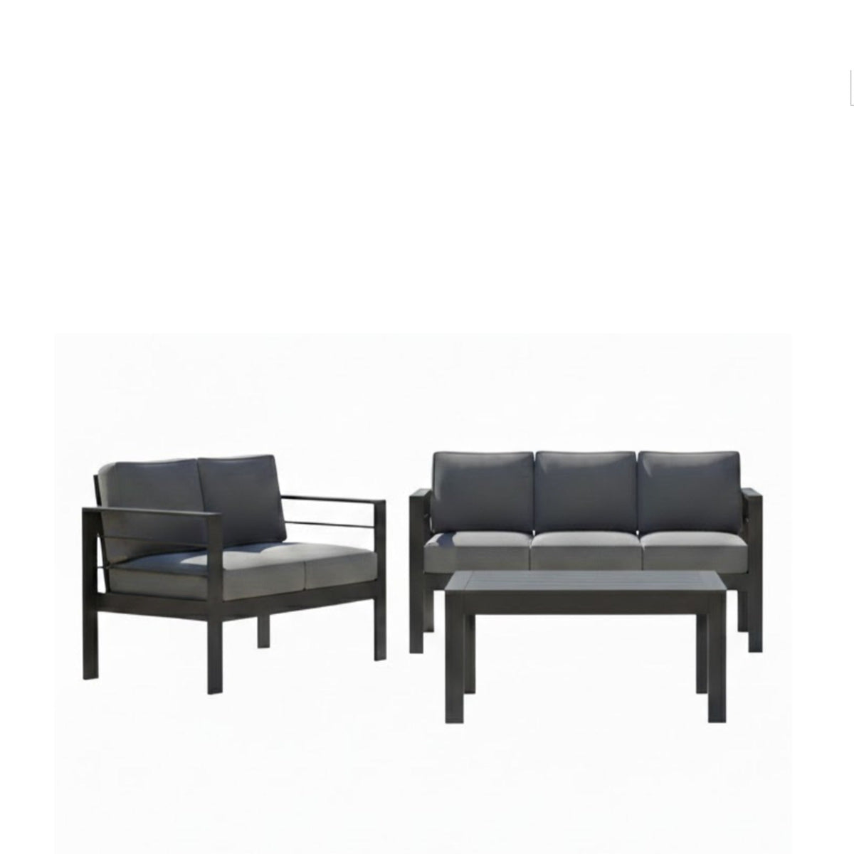 3-Piece Modern Aluminum Patio Conversation Set