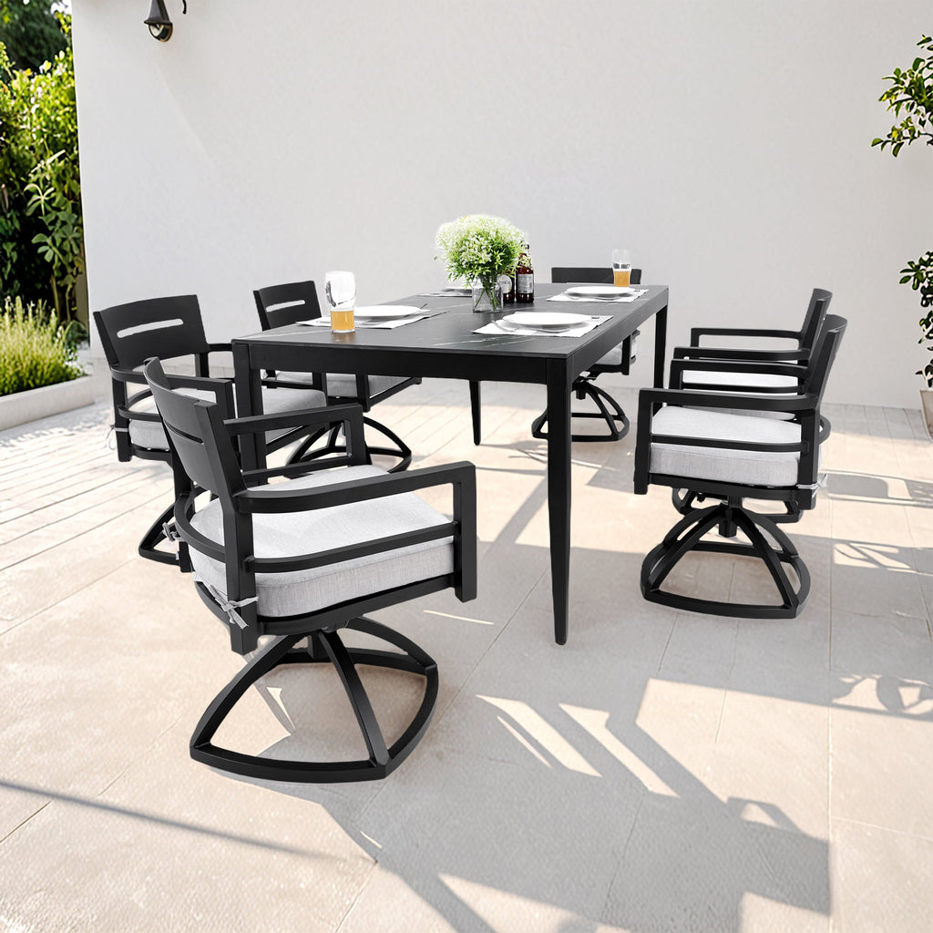 Modern 7-Piece Outdoor Patio Aluminum Dining Set