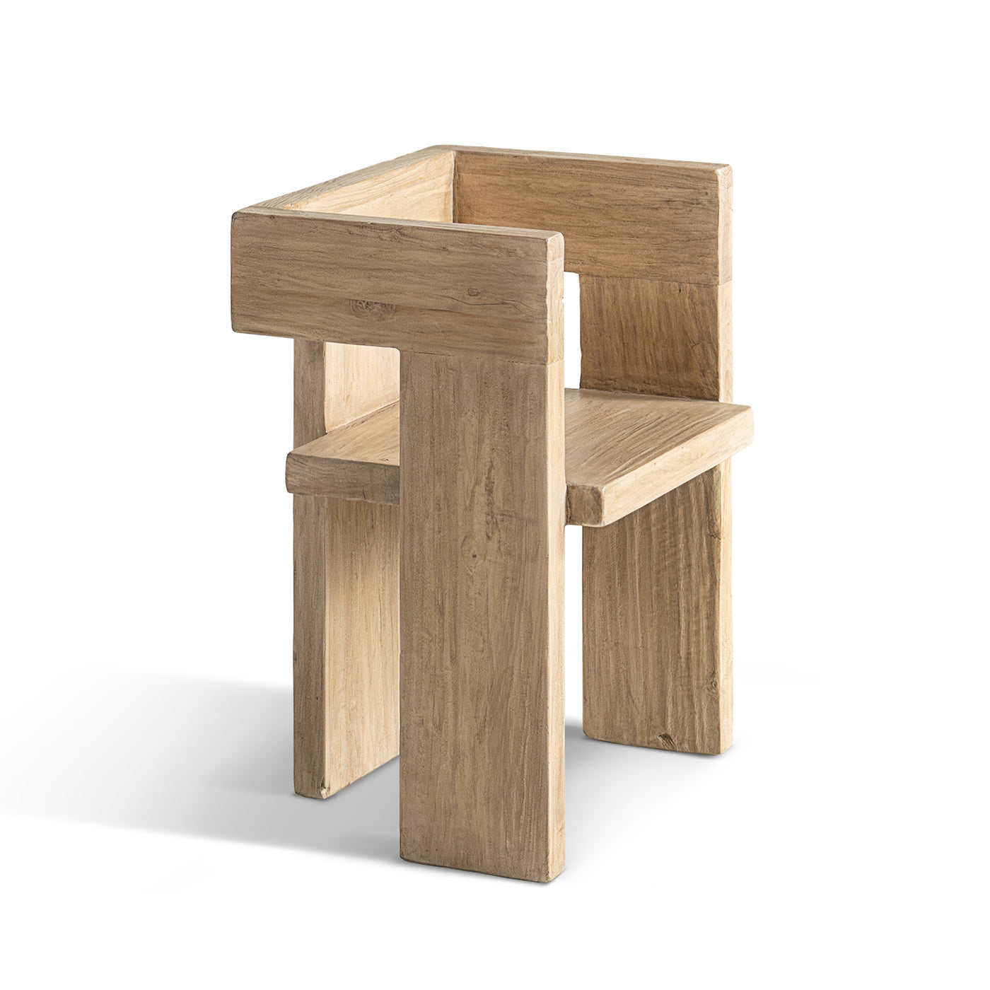 Avenel Solid Reclaimed Elm Sculptural Block Accent Chair