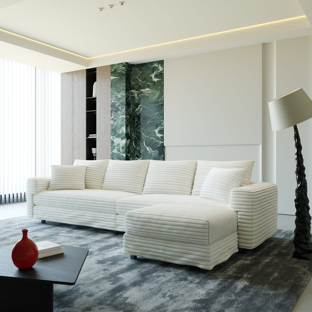 Plush Corduroy 4-Seat Sofa