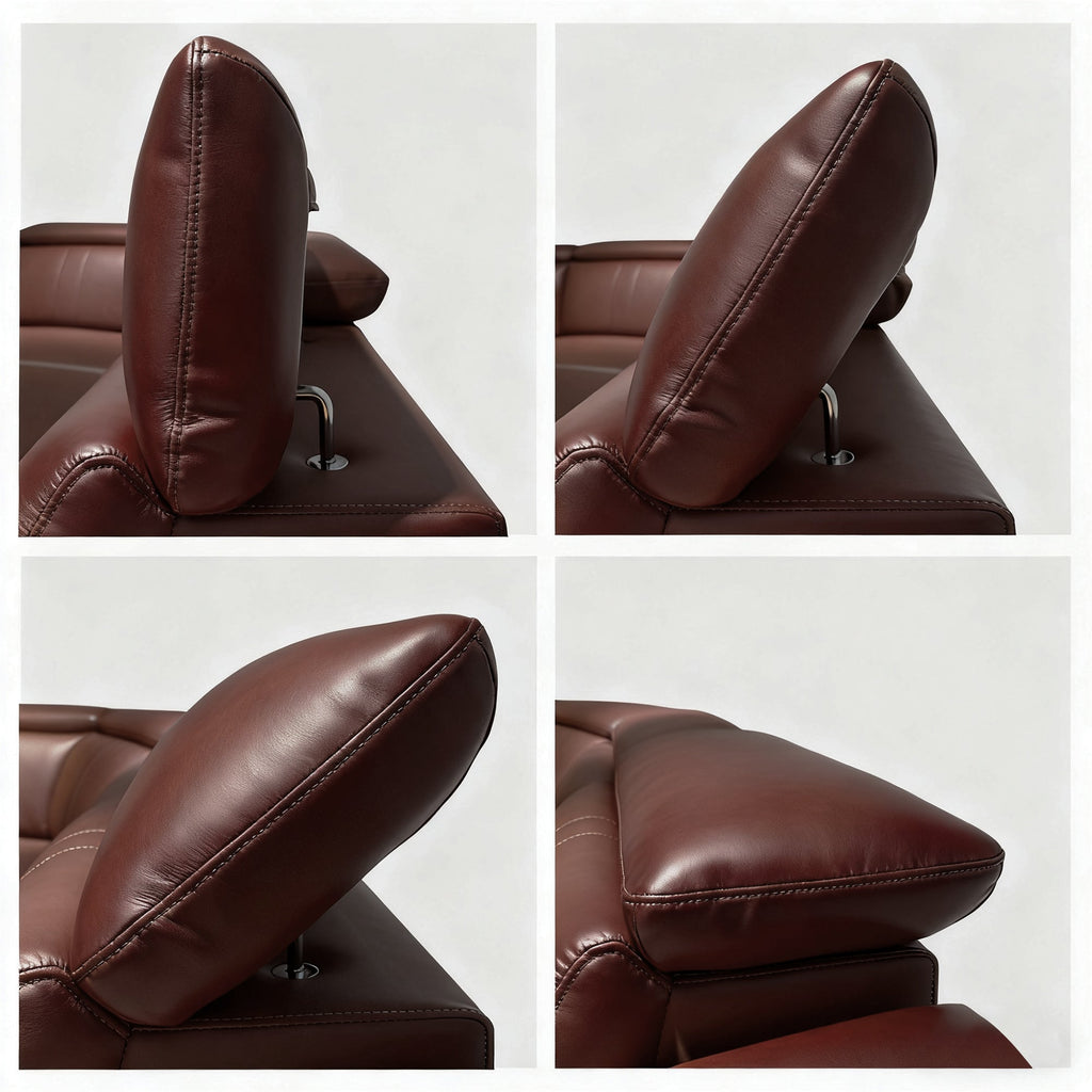 6-Piece Modular Leather Sofa with 2 Cup Holders