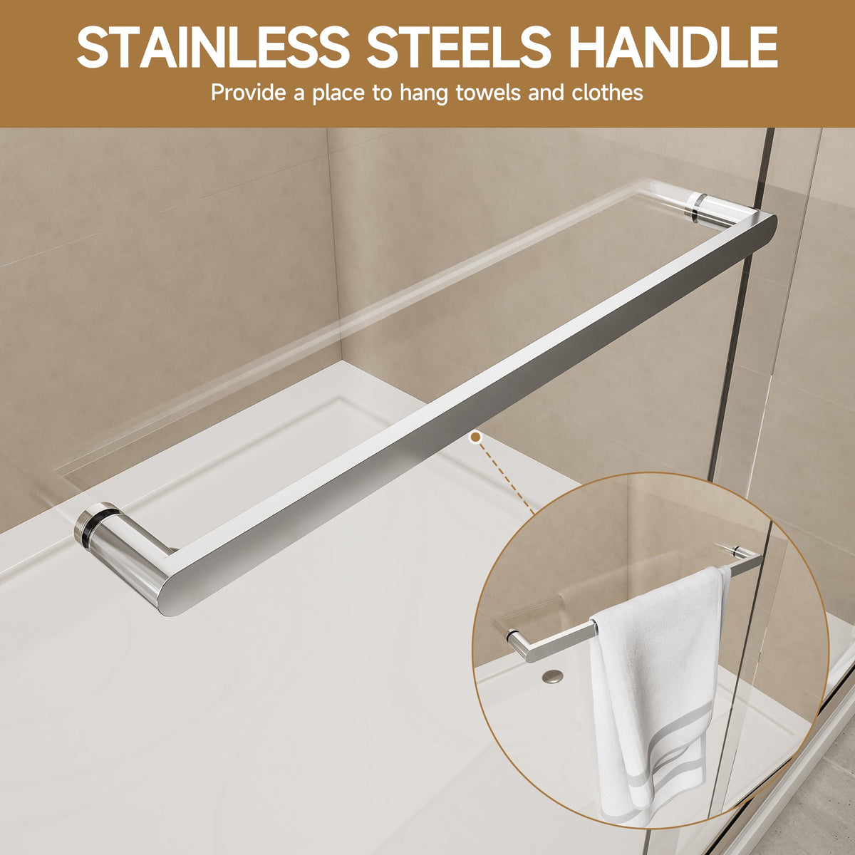 Adjustable Glass Shower Door 56"–60" W x 72" H