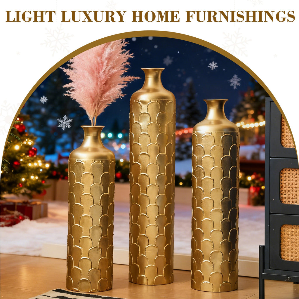 Floor Metal Vases Decorated