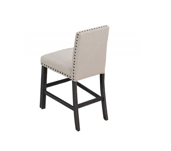 Upholstered Counter Dining Chair Set of 2, Nailhead Trim, Antique