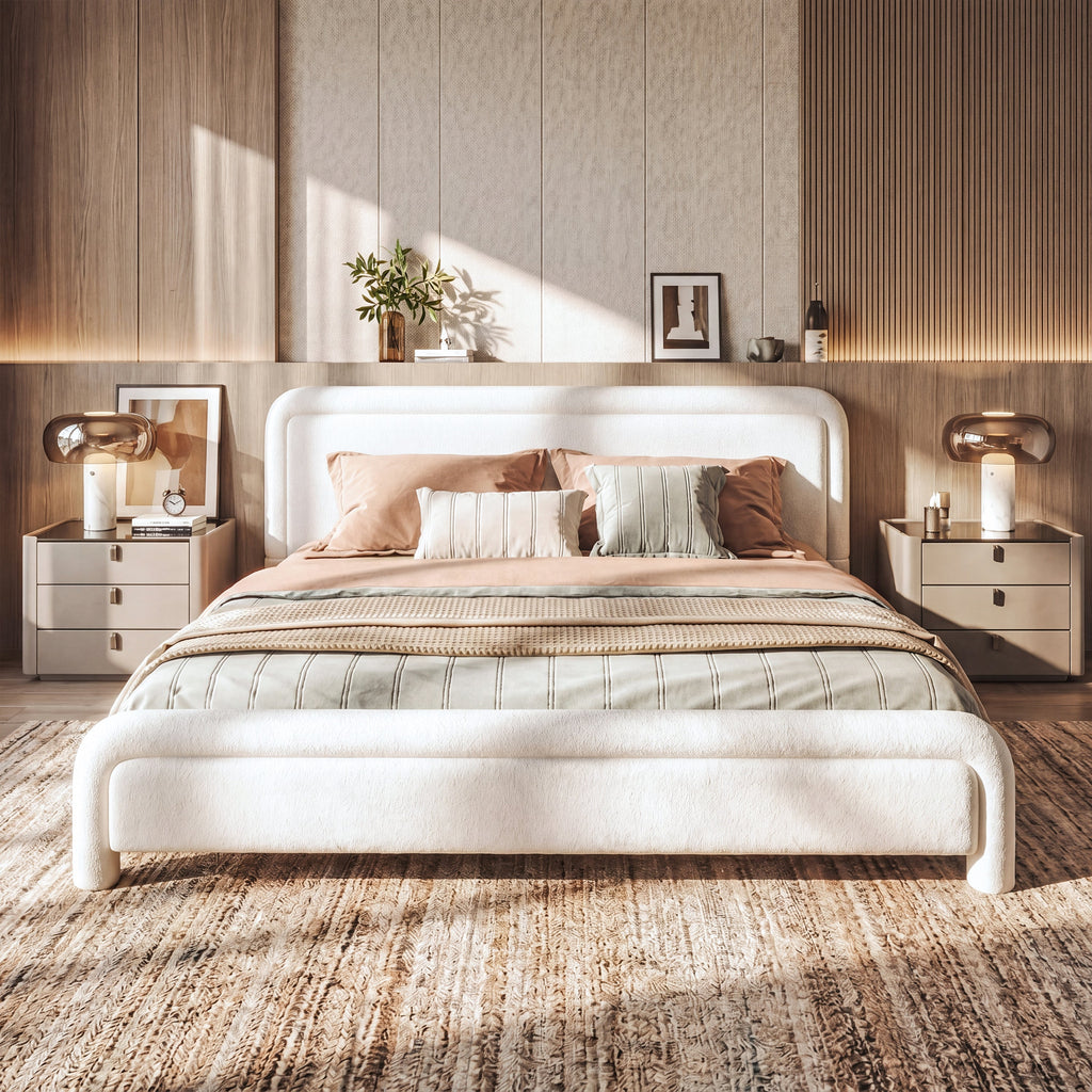 King Size Upholstered Platform Bed Frame