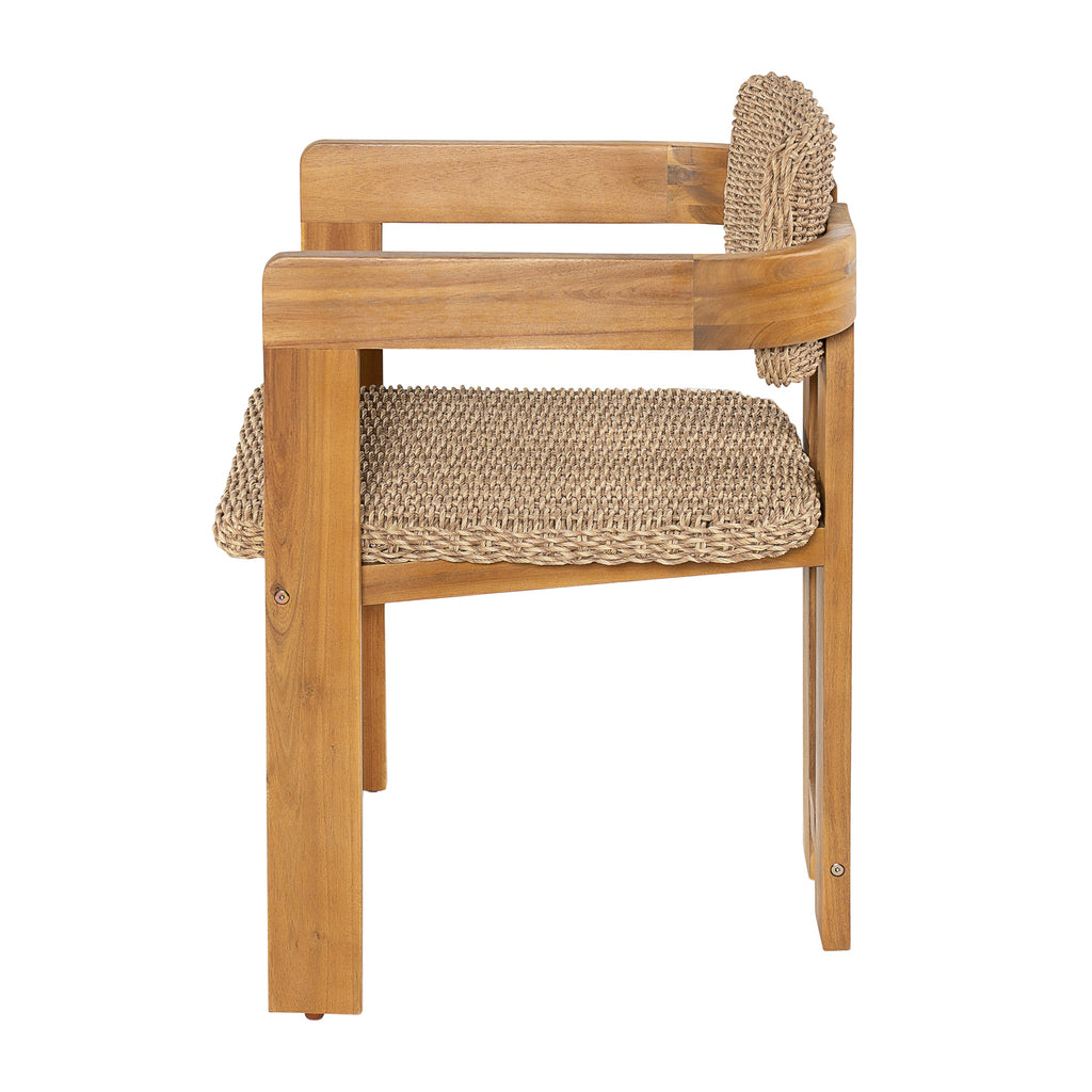 Outdoor Acacia Wood Dining Chair with Handwoven Rattan Seat and Back