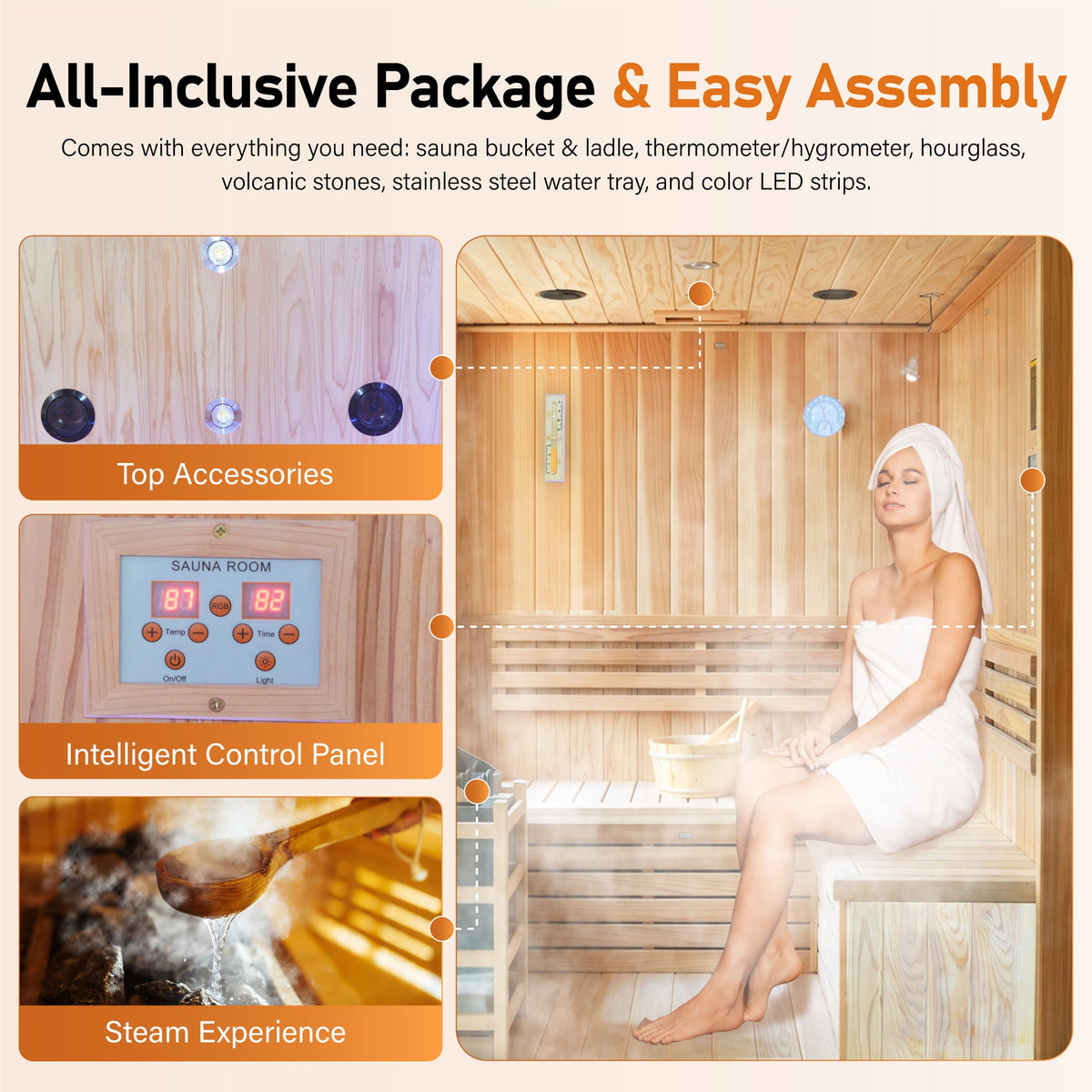 6000W Outdoor Traditional Steam Sauna With Fragrant Cedar Wood