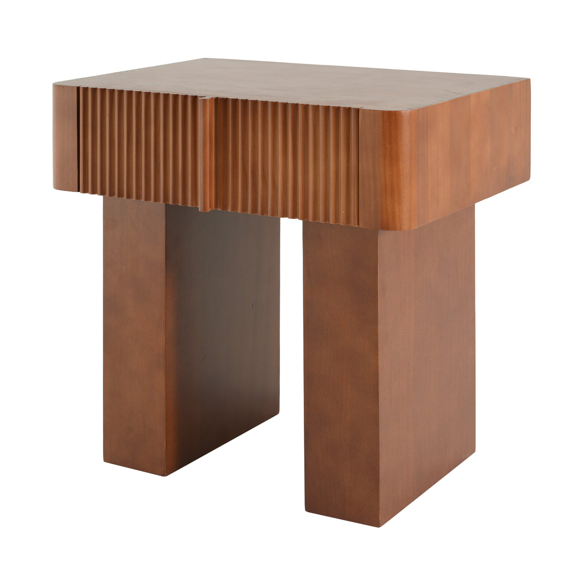Wood End Table with Drawer, Mid-Century Accent Side Table