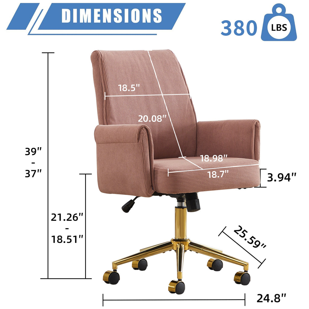 Mid-Back Liftable Office Chair - Pink