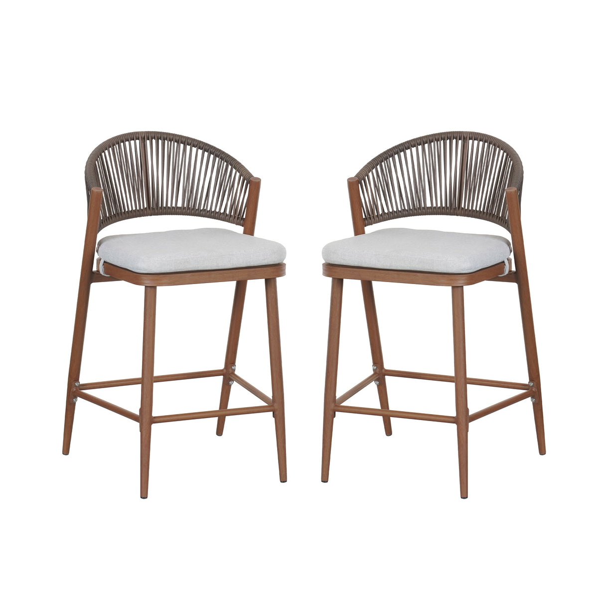 Outdoor 26" Seat Height Aluminum Frame Counter Stools - Set of 2