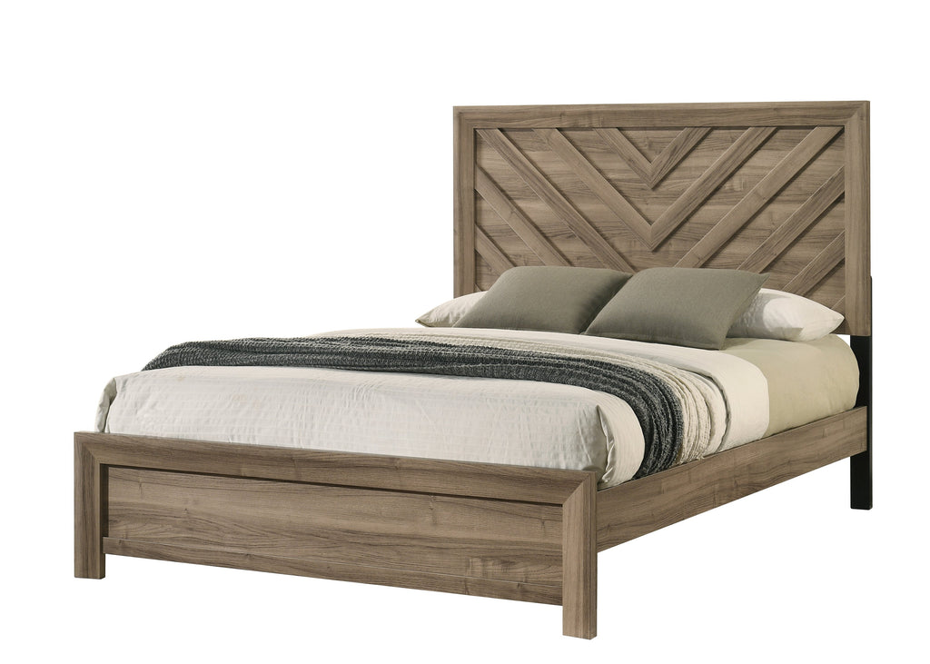 1pc King Size Chevron-Patterned Headboard Bed