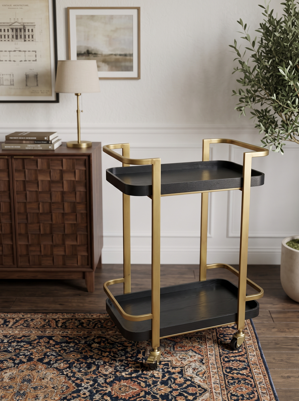 23.8x15.2x32.7" Metal Bar Cart