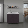 Napoles 2 Utility Sink with Cabinet, Stainless Steel Countertop, Interior Shelf - Wenge
